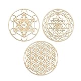Tiamu 3Pcs Heilige Geometrie Wandkunst Set, Mandala Chakra Wandbild Wandskulptur, 30cm Baum Des Lebens Wandkunst, Boho Aesthetic Wanddeko, Yoga Meditationsraum Buddha Harmonisches Wanddeko