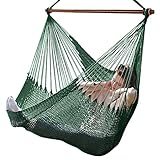 Bathonly Großer Hängesessel mit Metall-Spreizstange, bis 150 kg belastbar, Karibik Hängeschaukel, XL Handgewebt Hängestuhl für Indoor und Outdoor, Wohnzimmer, Terrasse, Garten, Balkon, Grün