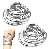 GXGM 2 Stück Bendable Snake Necklace 6 * 900mm Schlangenkette Bendable Necklace Silber Flexible Adjustable Snake Choker,Geeignet für Männer und Frauen Zum Tragen,Rollenspiele
