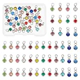 UNICRAFTALE 48 Stück 12 Farben 304 Anhänger Aus Edelstahl Mit Geburtssteinen Strassperlen Charms Mit Biegeringen Für Armbänder Ohrringe Halsketten Schlüsselanhänger Halsbänder Schmuckherstellung
