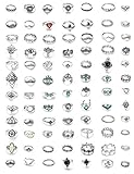 Milacolato 84 Stücke Midi Ring Böhmischen Knuckle Ring Sets Mode Finger Vintage Silber Stapelbar Ringe für Frauen Mädchen Knuckle Midi Ringe