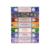 Satya Räucherstäbchen Geschenkset Nag Champa, Super Hit, Drachenblut, Sandelholz, Patchouli, Lavendel, Positive Vibes, 15 g