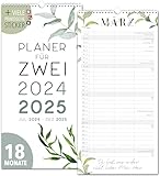 Paarplaner 18 Monate 2024/2025 FLORAL 3 Spalten Planer für Zwei 18 Monate Juli 24 bis Dezember 25 Paarkalender 16x32,5cm Partnerkalender 2025 Wandplaner & STICKER Recycling Urlaub inkl. Pflanzkalender