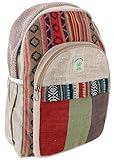 GURU SHOP Ethno Hanf Rucksack - Natur/rot, Unisex - Erwachsene, 40x30x20 cm