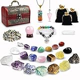 32 Stück Kristalle Steine Set,Kristall Heilsteine,Heilkristalle Edelsteine 7 Kristallen,14 Chakra-Stein und Crystal Halskette mit Stoffbeutel für Meditation,Adventskalender,Reiki,Energieausgleich