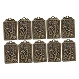 Operitacx 10 Stück Teiliges Messing Amulett Anhänger Robustes Tragbares Schlüsselanhänger Ornament Chinesisches Tierkreiszeichen Design Vielseitig als Taschen oder Handy Deko Geeignet
