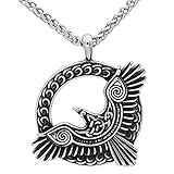 Norse Viking Triple Horn of Odin Raven Huginn und Muninn Amulett Edelstahl Rune Anhänger Halskette Schmuck Geschenk