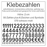 Aufkleber Sticker Klebezahlen Klebezahl Zahlen Zahl Nummern aus Folie 50 Zahlen schwarz matt Höhe 2 cm selbstklebend wetterfest Nummerierung Preisauszeichnung Beschriftung Modellbau verzieren
