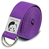 Slim Panda Cotton Yoga Strap - Practical Accessory for Stretching and Fitness, Band with Metal Sliding Buckle for Beginners and Advanced Users, Multiple Colours (180/250 cm)