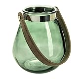 Teelichthalter aus Glas Belly 16cm. Teelichtglas Windlicht Kerzenhalter Kerzenglas Tischdeko für Zuhause (Grün)
