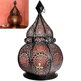 Gadgy Orientalische Lampe Metall 36cm - Marokkanisches Lampe mit Schatteneffekt - Orientalische Laterne handgemacht 36 cm ideal als Balkon-Deko - Ramadan Dekoration Windlicht innen und außen