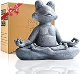 Yeomoo Meditation Yoga Frosch Figuren Gartendeko für Draußen – Zen Garten Frog Deko Wohnzimmer für Balkon Zimmer Home Dekoration Geschenke für Frauen/Männer/Mama Geburtstagsgeschenk Outdoor Grau 32CM