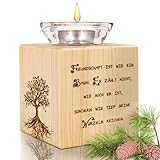 sagl.tirol® Zirbenholz Teelichthalter, Baum des Lebens, Freundschaftslicht mit Gravur, handgefertigt aus Holz, inkl. Glas & Teelicht, hochwertige Deko & Geschenkidee, Freundschaft ist...