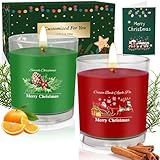 Weihnachten Duftkerzen Geschenkset für Frauen, 2 x 320g Duftkerzen im Glas Aromatherapie Duft Kerze, Weihnachtskerze Natürliches Sojakerzen Geschenk für Mama u Männer,Geburtstag,80 Std. Brenndauer