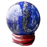 Lovionus89 40mm Heilung Kristallkugel Divination Sphere, Skulptur Home Dekoration Fengshui Bälle mit Holzständer, Lapis Lazuli