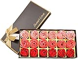 18pcs Rose Soap Blumen in GeschenkBox, Faszinierende Duft von Rosen, Hübsche Form, Farbverlauf Farbe (rot)