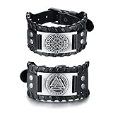 FLHEART Wikinger-Schmuck für Herren nordische Vegvisir nordische Schnalle Leder Manschette Armband handgefertigtes Armband mit Runen-Kompass und Amulett keltischen heidnischen Schmuck von Talisman