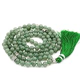 Fukugems Tibetische Mala 108 Perlen Halskette für Damen Herren Mala Stein Armband Buddhistische Meditation Halskette, 38 inch, Edelstein, Quarz