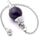 Pendel Amethyst mit kette | Wassertropfen-Pendulum aus natürlichem edelstein | Heilstein pendel für Radiästhesie | Sephoroton-Pendel 4cm und 17cm Kette – Kristallpendel Amethyst…