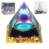 MeYuxg Orgonit Pyramide, Kristall Pyramide Spirituelle Deko, Harz Pyramide Amethyst Obsidian Chakra Deko, Reiki Heilkristallkugel Meditations Heilpyramide Esoterik Geschenke, 6CM