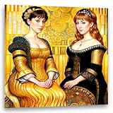 GALERIE SCHÖNE KÜNSTE - Frauen Liebe, Lesbische Paare - Hommage Gustav Klimt #6 - Kunstdruck Inspiration Jugendstil - Starke Frauen Lesbisch - Lesben Erotik - Leinwand auf Keilrahmen (30x30 cm)