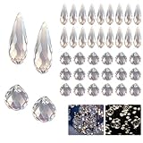 YiJiuBa 40 Stück Sonnenfänger Kristall, Kristalle zum Aufhängen, Klare Kristallkugel Prisma, Regenbogenfänger, Kristallwasserkügelchen für Gartenfensterdekoration, Hängeleuchter (Acryl)