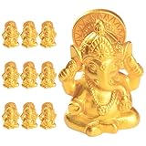 SOIMISS 10 Stück Teiliges Handgefertigte Goldene Elefantengott Statuen Kompakte Hinduistische Götterfiguren für Yoga Meditation Autodekor Hausaltar Inspirierende Miniatur deko