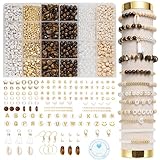 Leuyuee Natürliche Amazonit Perlen Edelstein Perlen Perlen Set Zum Auffädeln 1679 Stück Glasperlen Kit Perlenset Beads für DIY Schmuck Halskette Ohrringe Kette für Kinder Erwachsene (Tigerauge-Stein)