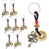 YumSur 8 Stück Chinesisches Sternzeichen Schlangenstatue Feng Shui Schlüsselanhänger,2025 Jahr des chinesischen Sternzeichens, Glücksschlange, Schlüsselanhänger, Zubehör