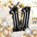 Zahlen luftballon 11 jahre | Schwarz Folienballon-40'11 Geburtstagsdeko -11 Ballon Zahl Deko zum Geburtstag fliegt mit Helium 11.Geburtstag für Männer Frauen 11.Geburtstagsparty Jubiläum