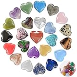 DALAETUS 24 Stück Herz Stein, Heilung Kristall Edelsteine für Liebhaber, Liebesherz Natürliche Bunte Kristalle Steine für Meditation, Chakra, Reiki, Energieausgleich, Balancing, Valentinstag