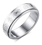 Ouruiba Rotierender Ring für Herren Om Mani Padme Hum Mantra Buddhismus Ring Edelstahl Schmuck, Edelstahl
