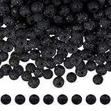 TOAOB 200 Stück Lava Perlen 8mm Natürlich Lavastein Perlen Runde Schwarz Halbedelsteine Edelstein Lose Perlen für DIY Kette Armbänder Schmuckherstellung