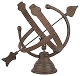 zeitzone Sonnenuhr Antik-Stil Gusseisen Rostbraun Gartendeko 32cm
