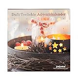 pajoma® Duftkerzen Duftteelichte Teelicht Adventskalender rot, 24 Teelichte in 6 versch. Sorten inkl. Teelichthalter