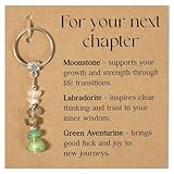 ZGGZHeim Kristall-Schlüsselanhänger Frauen Geschenk, Edelstein Schlüsselanhänger, Neuanfang Geschenk für Freundin, Glücksbringer Abschiedsgeschenk, Damen- mit Karte,für Freundin oder Kollegin