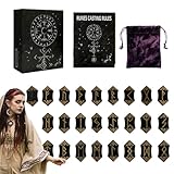 Fyrdyn Holzanfänger Runen,Holz Runen Set Mit Anleitungsbuch - Energie Symbol Meditationshilfe Mythologie Accessoire Für Camping Geschenk Familie Freunde Kollegen