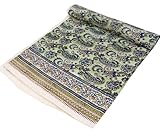 GURU SHOP Blockdruck Tagesdecke, Bett & Sofaüberwurf, Handgearbeiteter Wandbehang, Wandtuch - Design 18, Baumwolle, Size:Double 225x275 cm