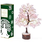 Crocon Rosenquarz-Edelstein Lebensbaum Kristallbaum zur Heilung Feng Shui Glücksbringer Edelstein-Bonsai Geldbaum Reichtum und Wohlstand spirituelle Geburtstagsgeschenke für Frauen Größe: 10-12 Zoll