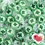 EinsSein 0,5kg Bonbons Kleeblatt Glücksblatt Glück grün-weiss | 500g handgemachte Rocks Bonbons - Silvester, Party, Geburtstag - Perfekt für die Candy Bar oder Sweet Table
