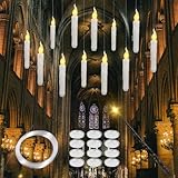 CIRULLI 12 Stück Schwebende kerzen mit zauberstab,Fernbedienung LED kerzes,Schwimmende kerzens Flackernde Flamme,Elektrische kerzen für Halloween,Hochzeit,Deko,Weihnachten(Schwimmkerzen weiss)