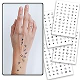Stars Semi-permanente Tattoos für Erwachsene–2 Wochen Lang Haltende Kleine Fake Tattoos für Frauen und Männer, Gesicht, Finger, Hals, Körper/Verblasst Natürlich/Keine Reflexion/Wasserfest/Realistisch
