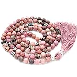 Fukugems Tibetische Mala 108 Perlen Halskette für Damen Herren Mala Stein Armband Buddhistische Meditation Halskette, 38 inch, Edelstein, Quarz