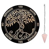 AHANDMAKER Pendelbrett-Set, Holz-Wahrsagetafel Für Metaphysische Nachrichten Mit Kristallpendel Für Hexerei, Wicca-Altar-Zubehör-Set, Baum des Lebens