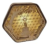 Studio Papilia Baum des Lebens Lampe | Holz Nachttisch Stimmungsnachtlicht Home Decor | Meditation Altar Schrein | Hexagon Heilige Geometrie | geschnitzte gravierte Skulptur | Chakra Heilkristall