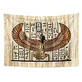YONGFOTO 100x70cm Antikes Ägypten Tapisserie Pharao Königin mit Flügeln Hieroglyphen Papyrus Symbol Alte Zivilisation Wandbehang Tapisserien für Heim Wand-Dekor Tischdecke Decke