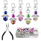Amlope 30 Sets Schutzengel Anhänger Selber Machen Engel Charm Perlenengel Anhänger Charms Anhänger Perlen Perlenengel Handwerk für DIY Hochzeitsha