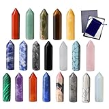 GUJOXILA 20PCS Heilsteine Kristalle Sets Obsidian Tigerauge Opal Klarer Quarz Lapislazuli Sechseckige Edelsteine Reiki Anhänger Heilkristalle Turm Chakra Steine Meditation Spirituelle