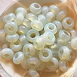 Manekieko 15 Stück Opalite Große LochLose Stein Rondelle Perlen Kristalle und Heilsteine, 6mm DIY-Schmuck Makings
