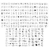 Yezirzax 16 Blätter Super Nachhaltig Temporäres Tattoo (200+ Muster), Realistische Temporäre Tattoos Wasserfest Fake Tattoo Aufkleber, Tattoos Erwachsene für Frauen Mann (Schwarz-1)